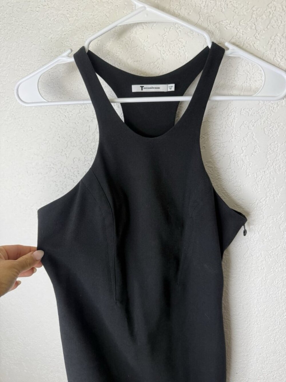 T by Alexander Wang Black Sleeveless Bodycon Dress Small Full Zip T-back 1B - Picture 3 of 13